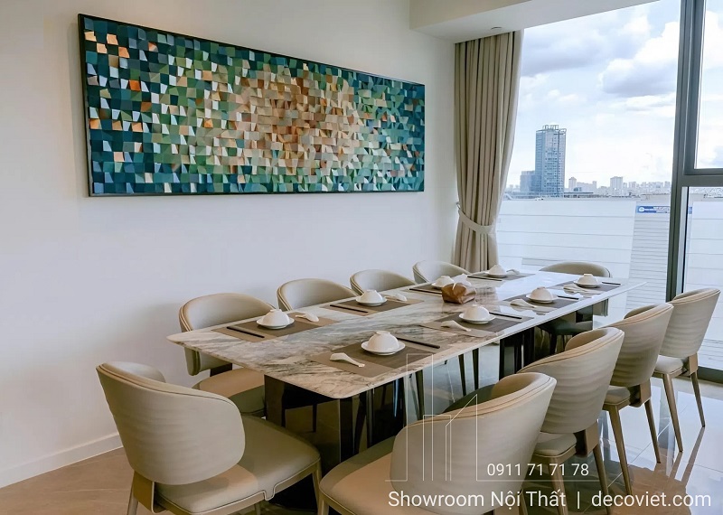 Thi công hoàn thiện không gian mở phòng khách – bếp căn hộ chung cư