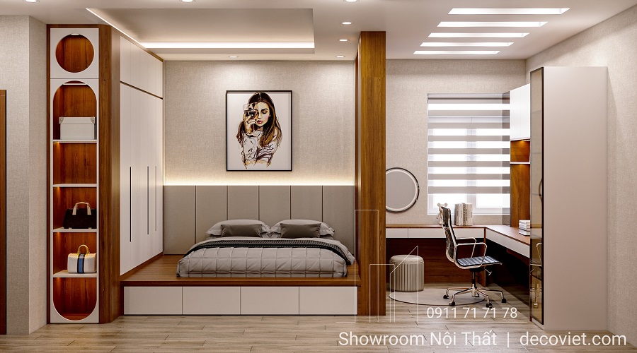 mẫu phòng ngủ master nhà phố 4 phòng ngủ thiết kế hiện đại tinh tế