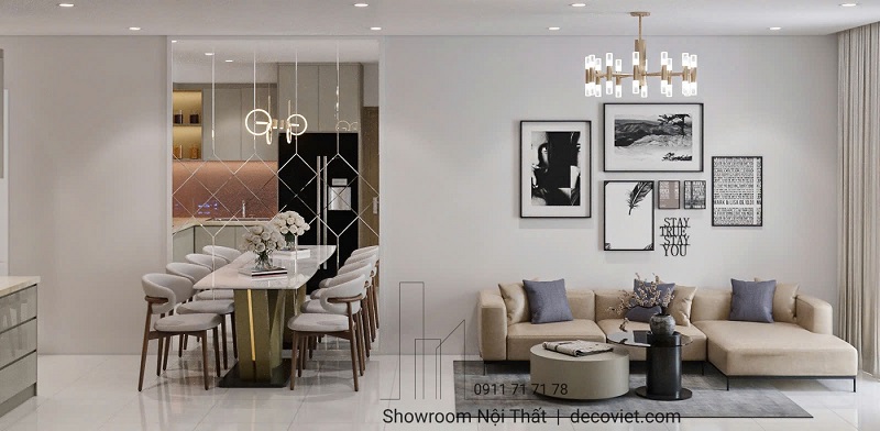 Thiết kế phòng khách chung cư EastMark City phong cách hiện đại gọn gàng