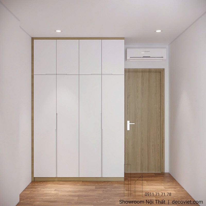 Phòng ngủ phụ căn hộ chung cư bố trí tủ quần áo linh hoạt công năng
