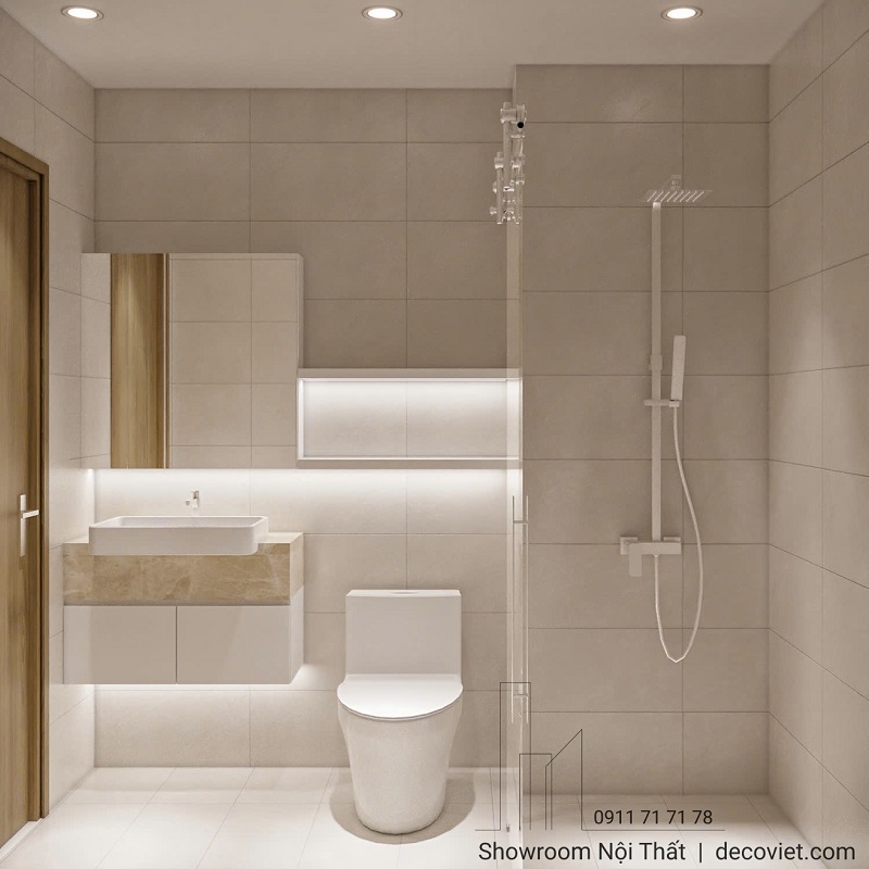 Thiết kế nhà vệ sinh chung cư EastMark City khu lavabo gọn gàng