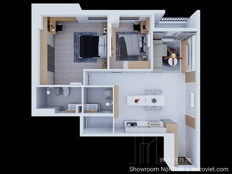 Căn hộ Saigon South Residences hoàn thiện thực tế 2PN