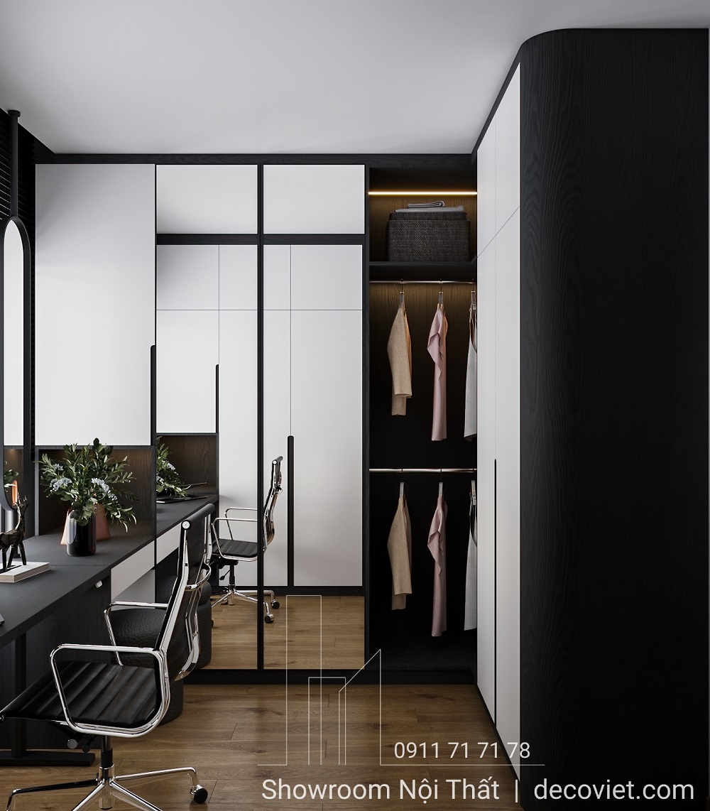 thiết kế nội thất phòng thay đồ kết hợp phòng làm việc