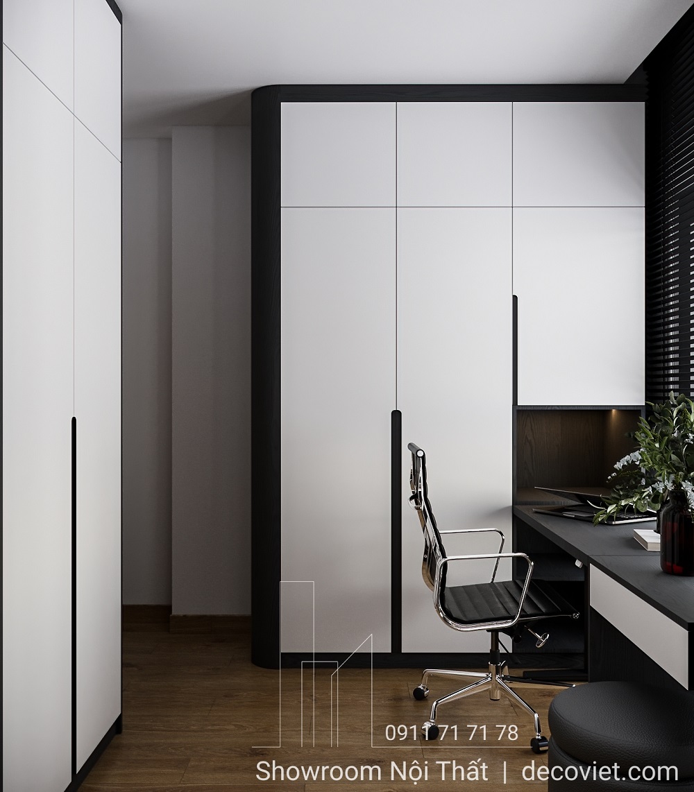 thiết kế nội thất phòng thay đồ kết hợp phòng làm việc đa năng