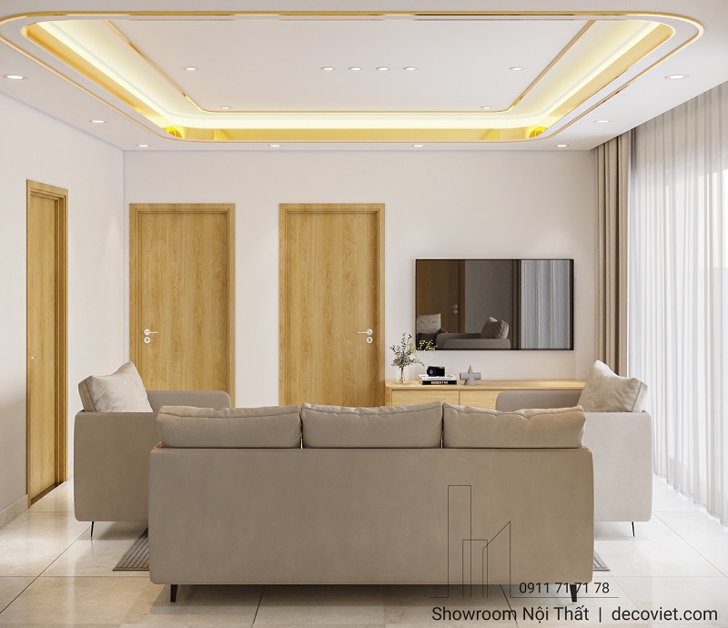 phòng sinh hoạt chung toát lên vẻ hiện đại với bộ sofa lớn đặt ngay trung tâm