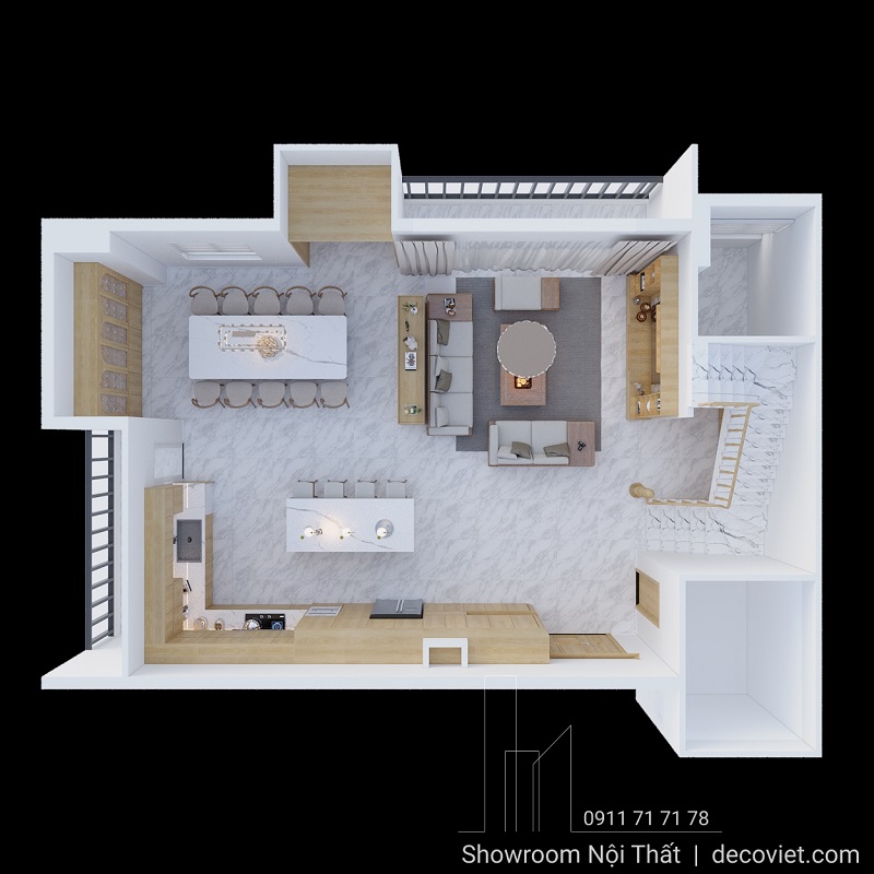 Thiết kế nội thất phòng khách chung cư Tecco Linh Đông đẹp tối ưu