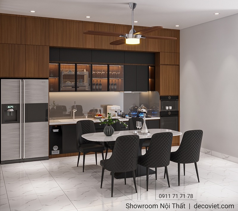 Không gian bếp – phòng ăn ấm cúng, kết hợp hiện đại và tiện nghi cho gia đình đông thành viên