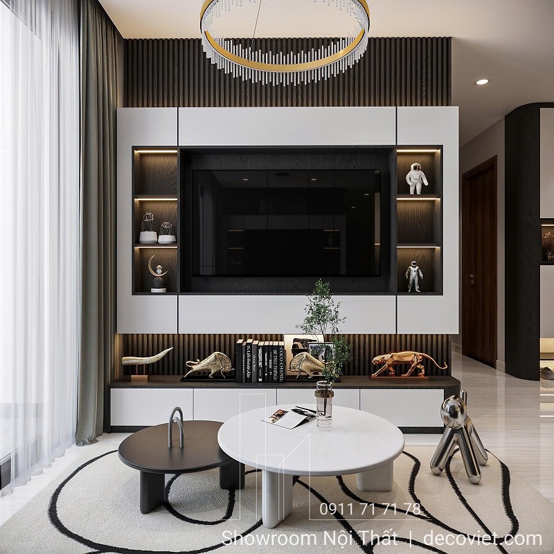 Phòng khách căn hộ 2 phòng ngủ bài trí gọn gàng, tiện nghi