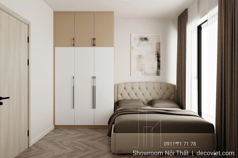 Không gian phòng ngủ của căn hộ phụ được tối giản về bố cục nhưng vẫn đảm bảo công năng
