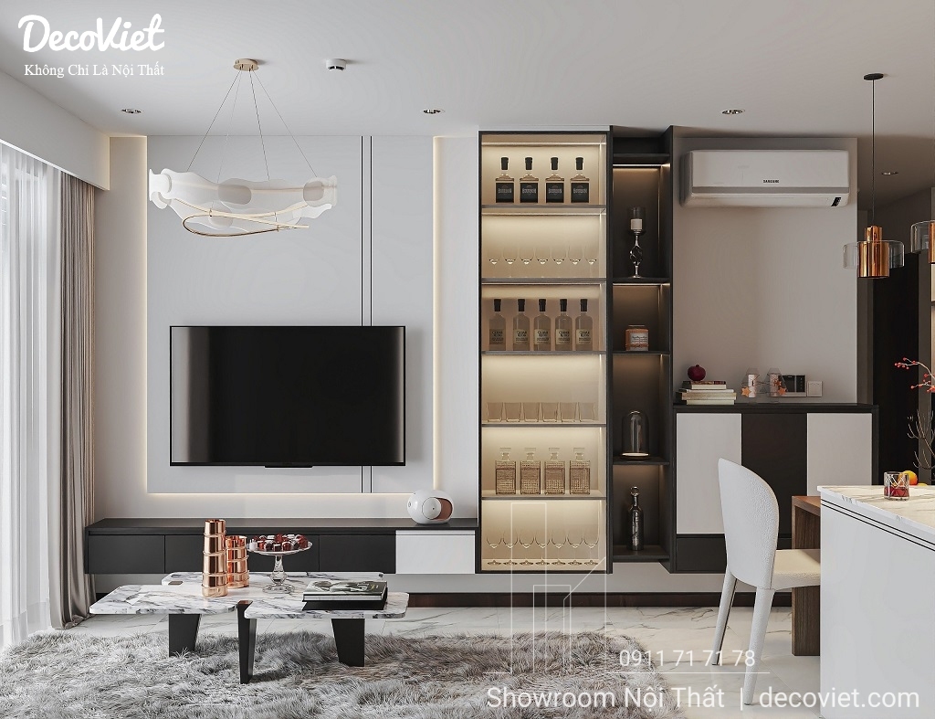 Thiết kế nội thất phòng khách căn hộ SKY VIEW