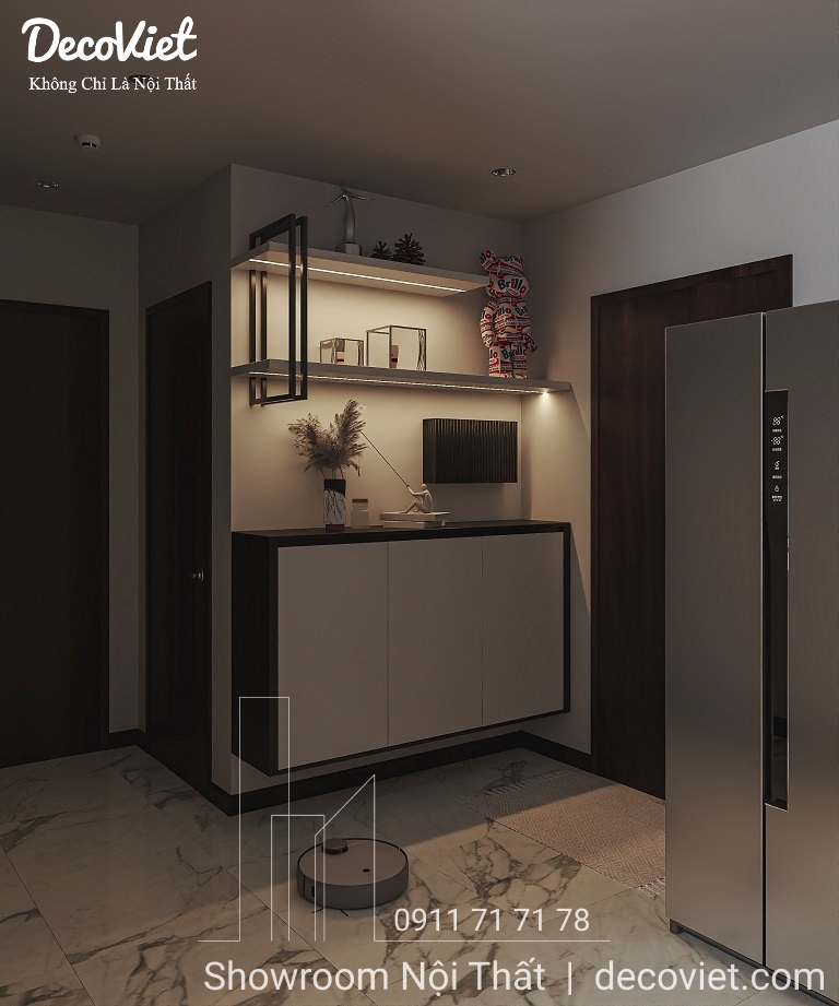 Thiết kế nội thất phòng khách bếp căn hộ SKY VIEW Bình Dương