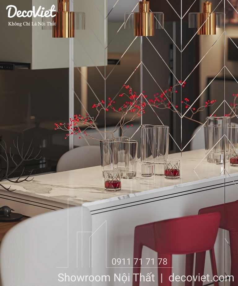 Thiết kế nội thất phòng bếp căn hộ SKY VIEW Bình Dương