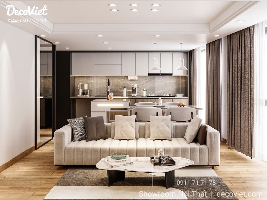 thiết kế nội thất chung cư 1 PN hiện đại