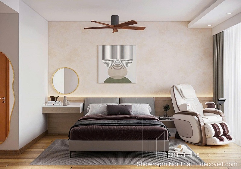 Thiết kế nội thất phòng ngủ master chung cư 2 phòng ngủ sang trọng