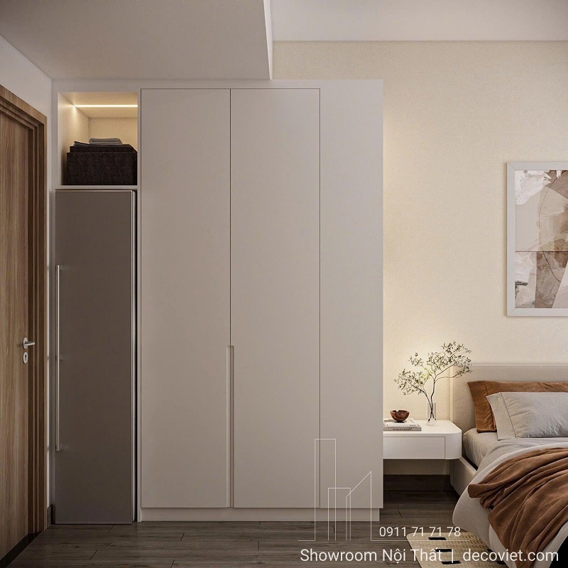 thiết kế tủ quần áo cao kịch trần cho phòng ngủ master
