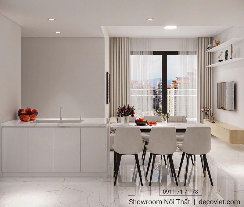 nội thất phòng bếp tinh gọn, hiện đại