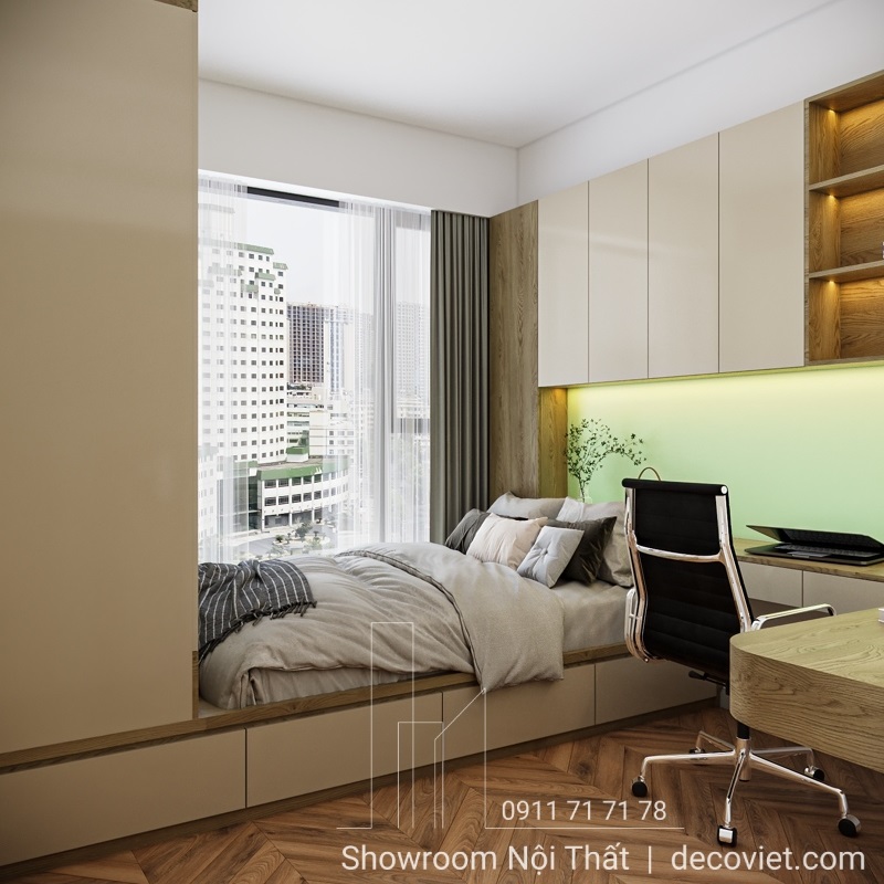 Nội thất phòng ngủ chung cư Lumiere Boulevard 75m², ấm áp và tiện nghi.