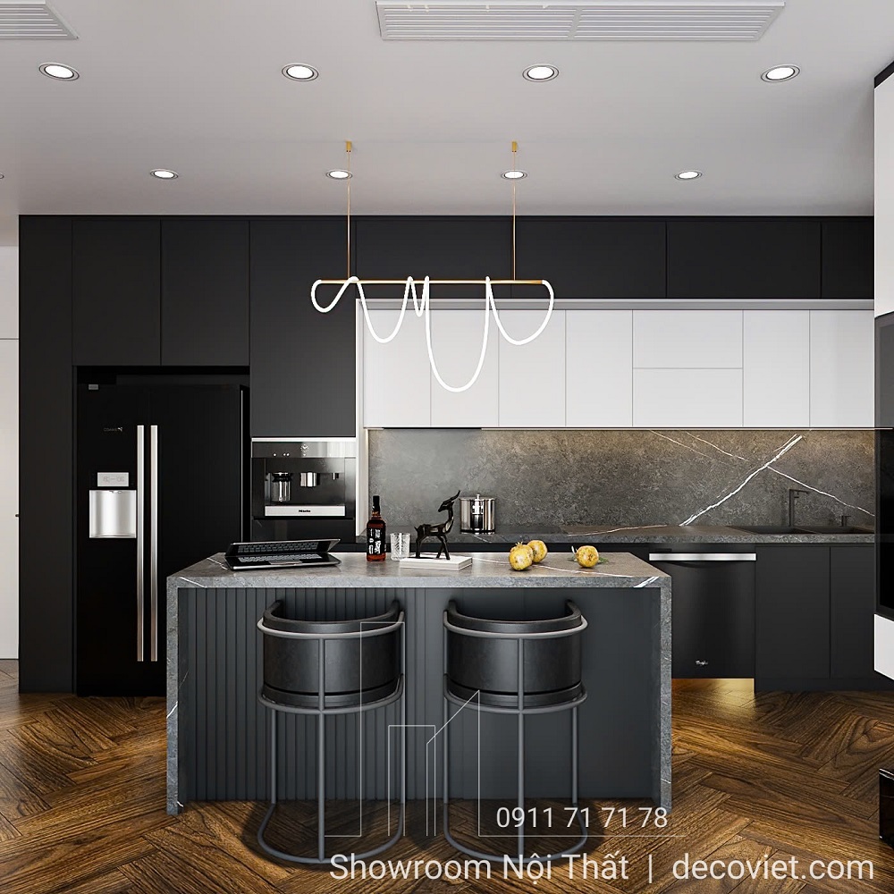 thiết kế không gian bếp mở đẹp