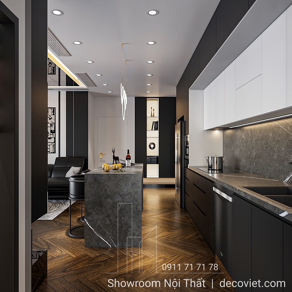 thiết kế phòng bếp chung cư phú tài