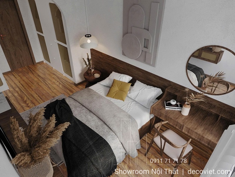 Thiết kế phòng ngủ master chung cư 2PN phong cách Japandi