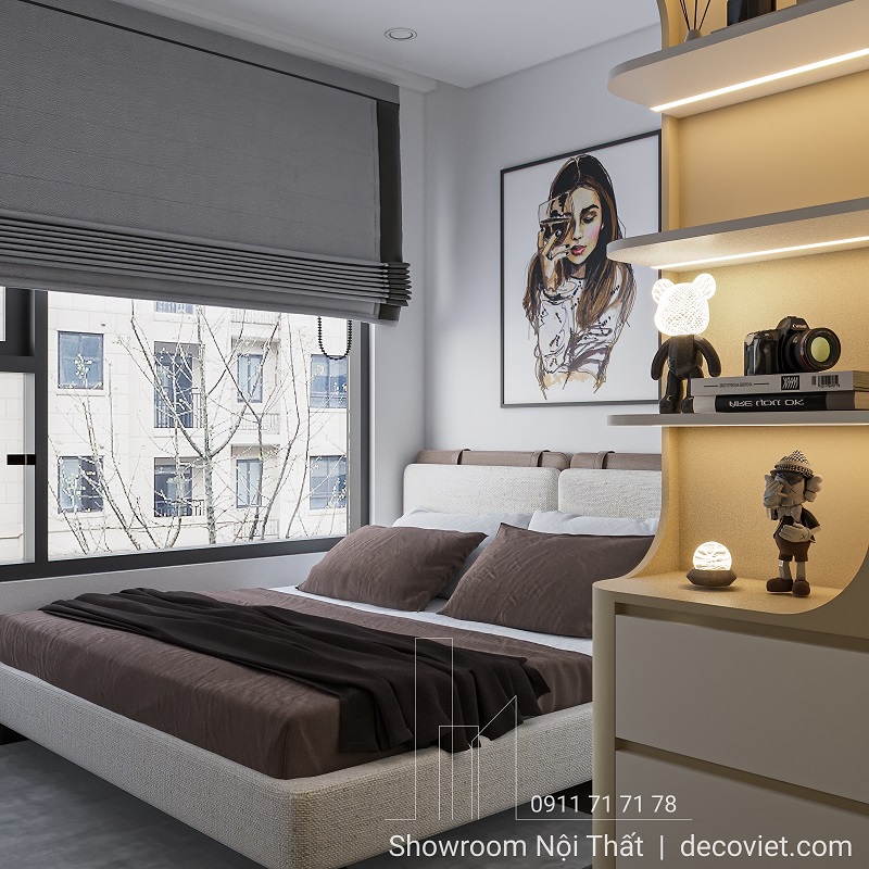 Thiết kế phòng ngủ có cửa sổ lớn đón trọn ánh sáng tự nhiên