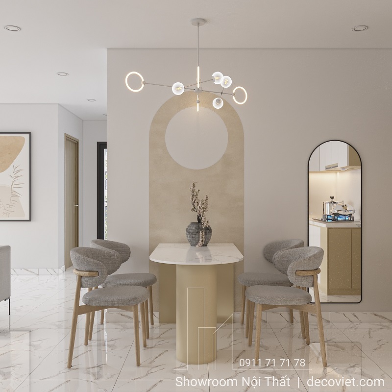 bàn ăn mặt đá 4 ghế chân gỗ cao cấp