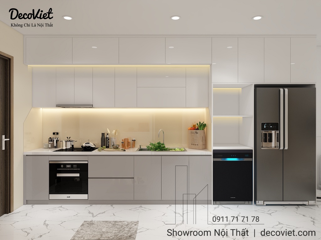 tủ bếp chữ I đẹp hiện đại và tiện nghi