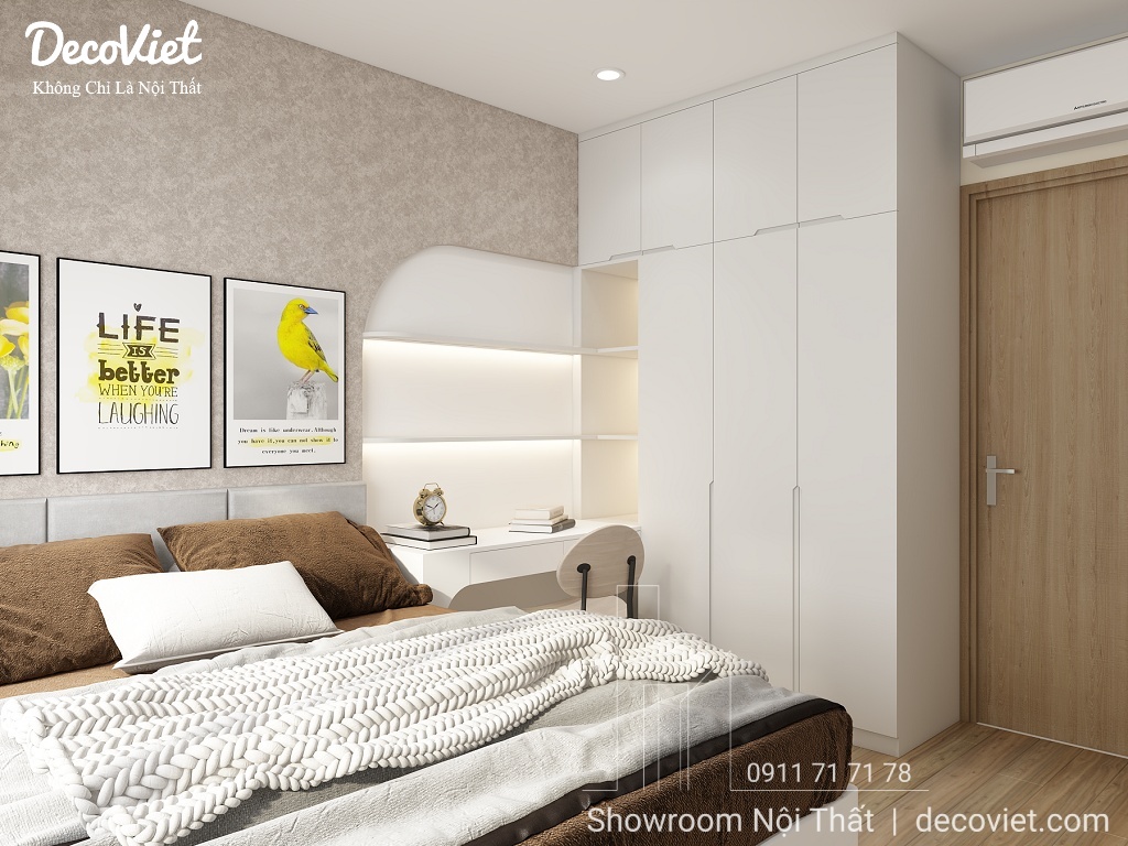 thiết kế nội thất phòng ngủ master căn hộ vin q9