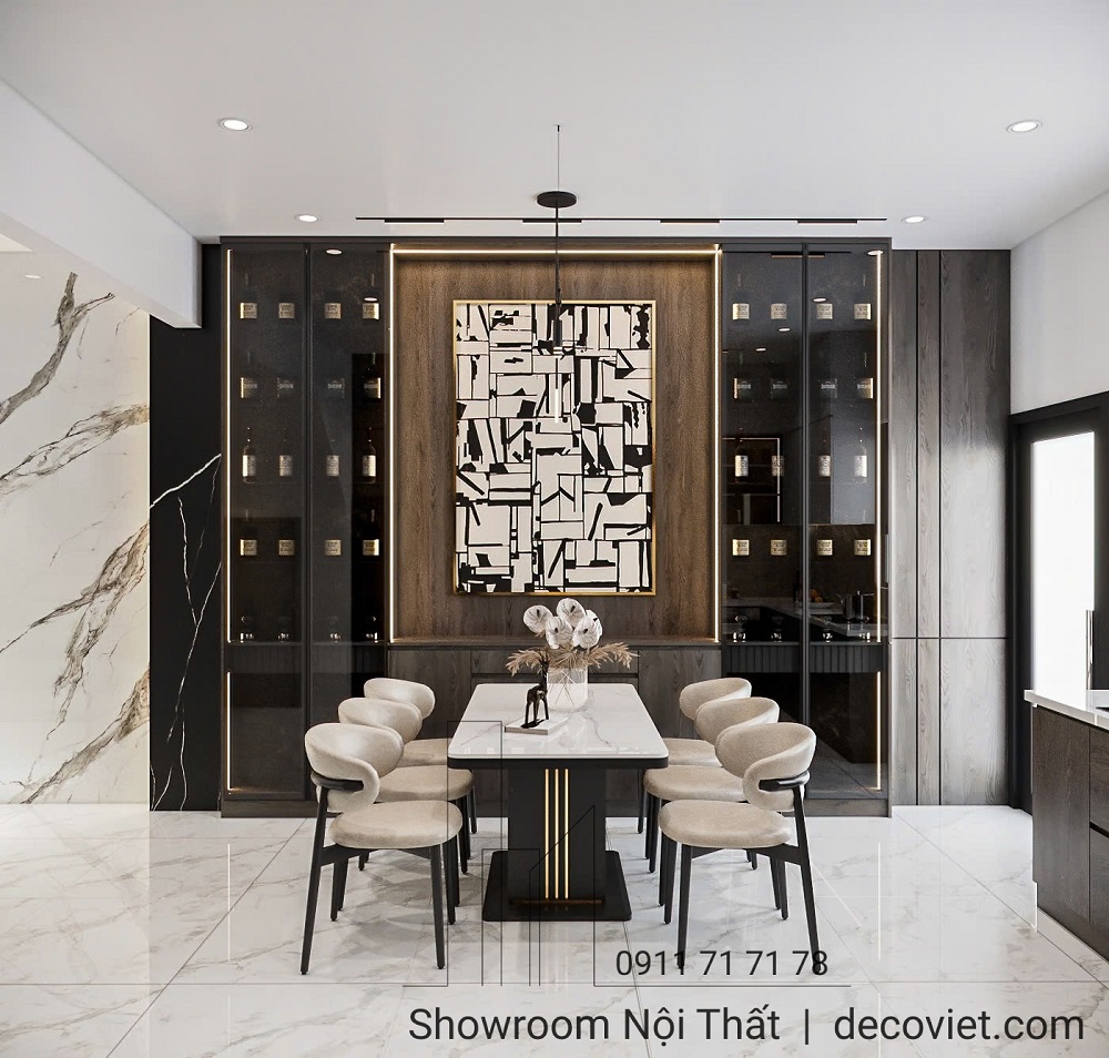 bộ bàn ghế ăn 6 ghế mặt đá