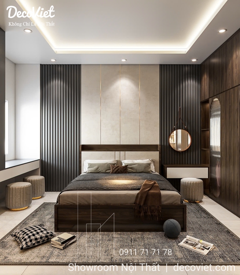 thiết kế nội thất phòng ngủ master nhà phố 3pn