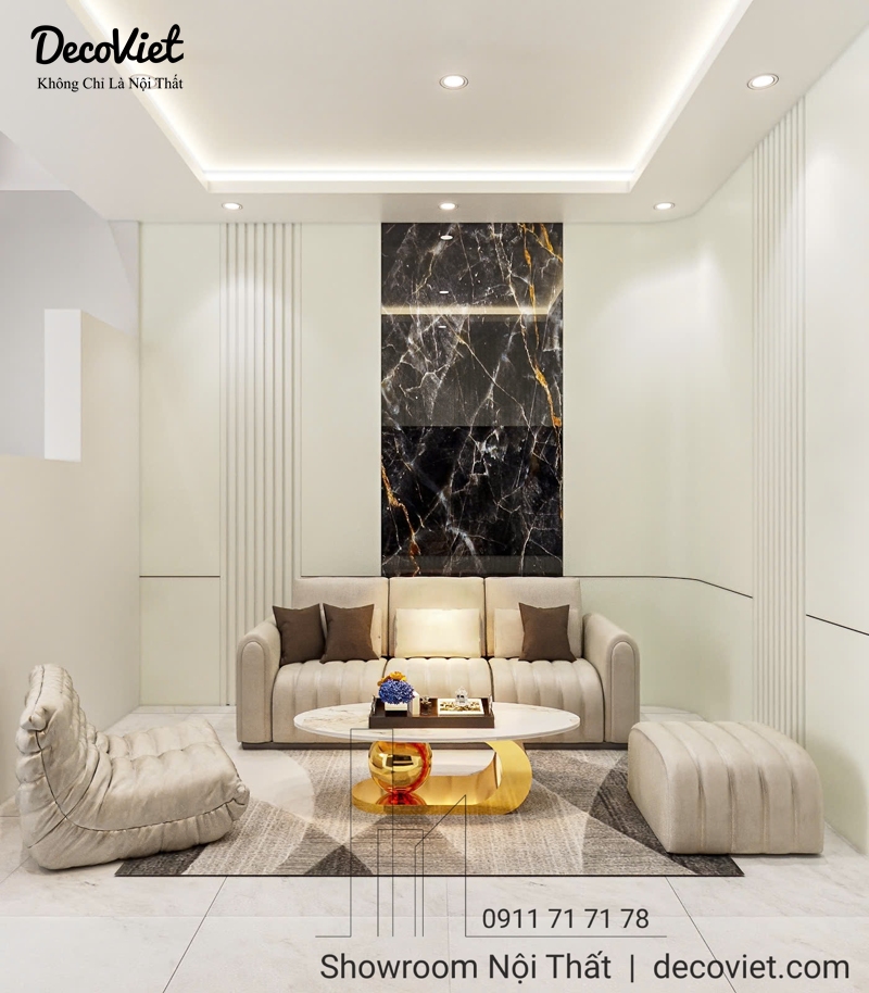 thiết kế nội thất phòng khách nhà phố 3pn