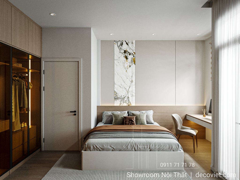 thiết kế nội thất phòng ngủ master tại tầng 3