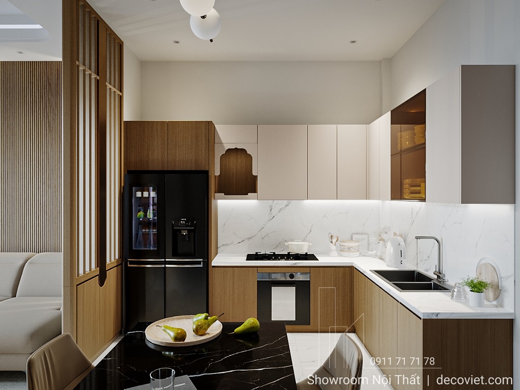 thiết kế tủ bếp nhà phố hiện đại