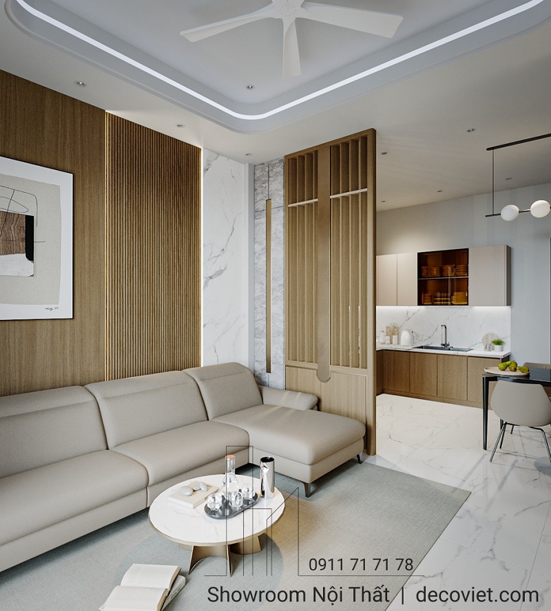 phòng khách nhà phố chỉn chu và sang trọng