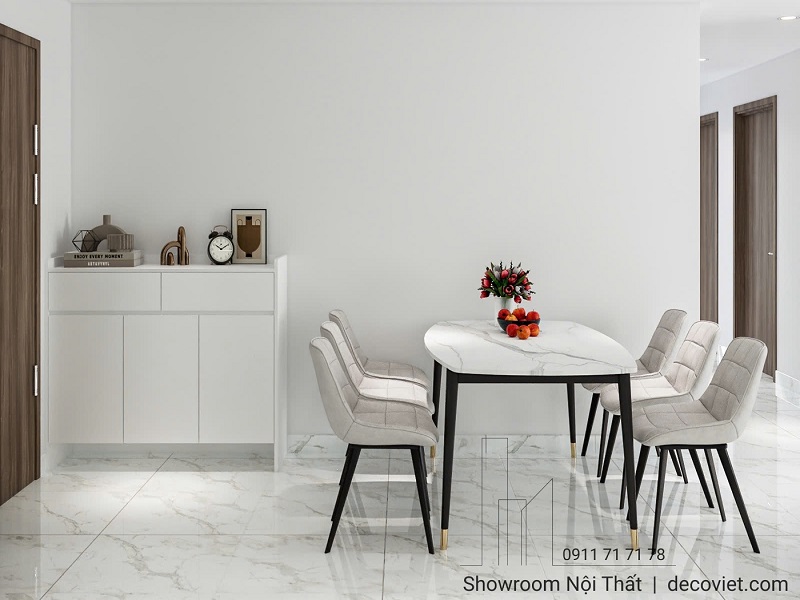 thiết kế bàn ăn 4 ghế mặt đá hiện đại, nhỏ gọn