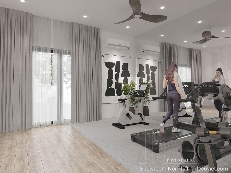 không gian gym riêng trên tầng thượng