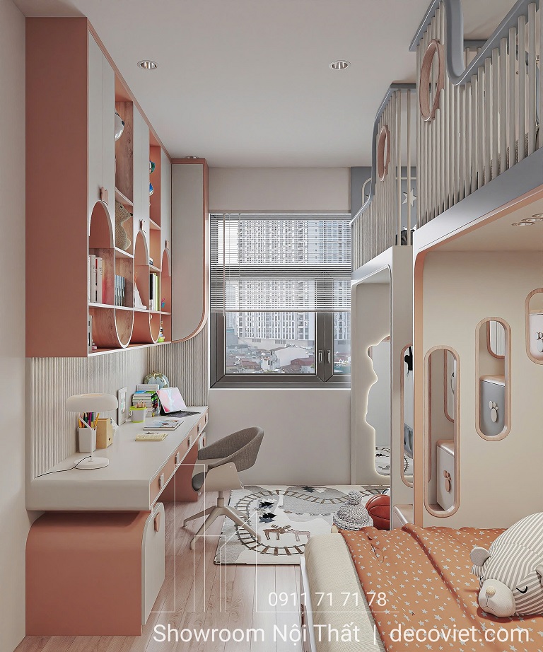 thiết kế phòng ngủ chung cho bé trai và bé gái