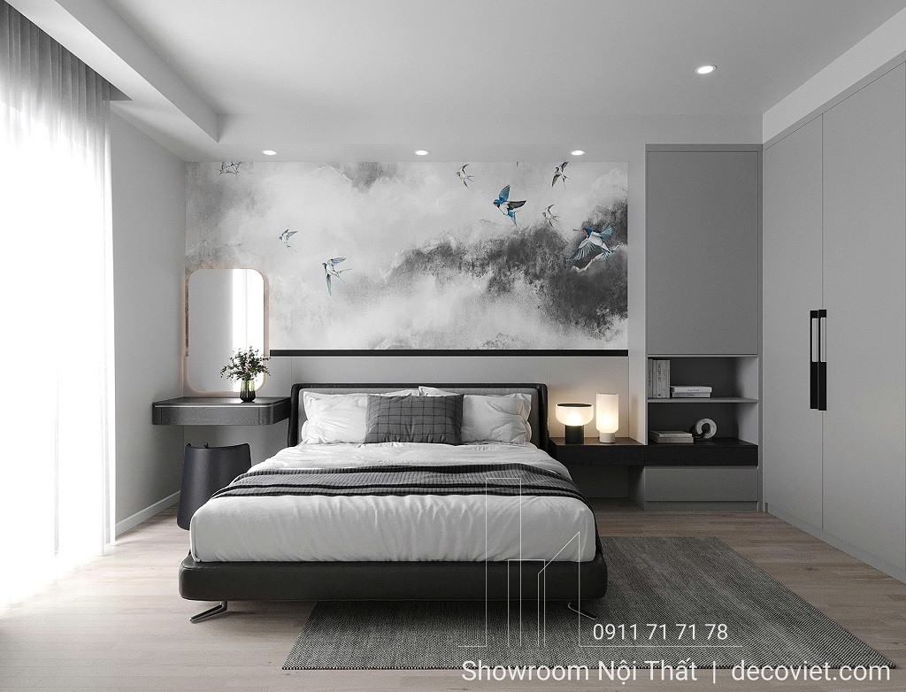 Thiết kế nội thất phòng ngủ master mang lại cảm giác thư giãn tuyệt đối cho gia chủ tại The Glory Bình Dương.