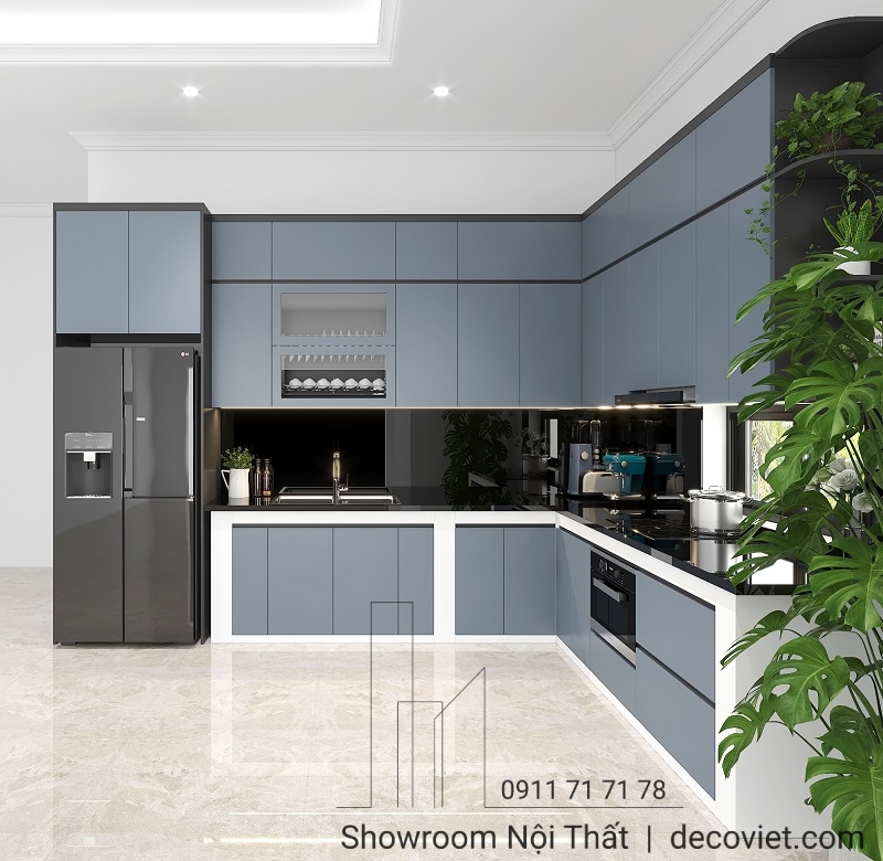mẫu tủ bếp chữ L đẹp hiện đại