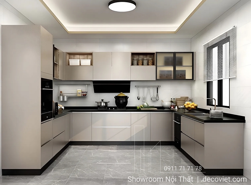 tủ bếp chữ U hiện đại