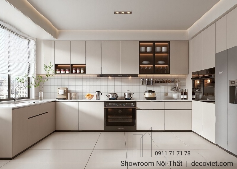 tủ bếp gỗ công nghiệp đẹp hiện đại