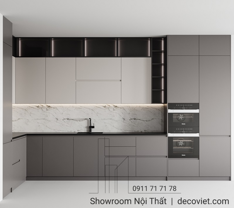 tủ bếp chữ L đẹp