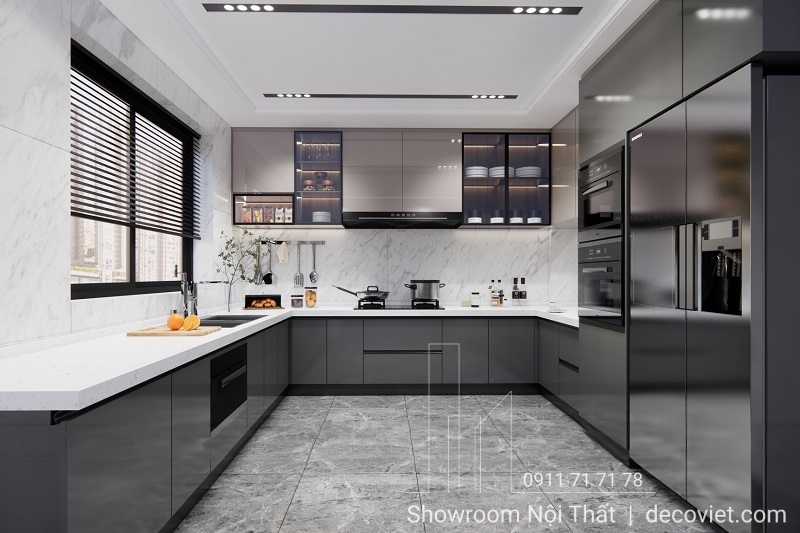 tủ bếp chữ U đẹp hiện đại