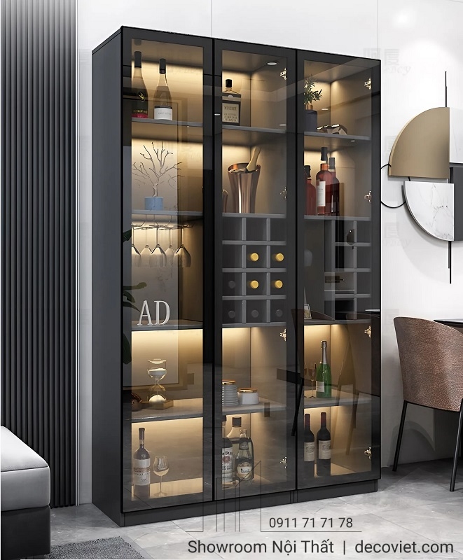 Tủ rượu hiện đại thiết kế gọn gàng, sang trọng cho căn hộ cao cấp.