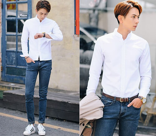 áo đồng phục sơ mi nam - quần jean