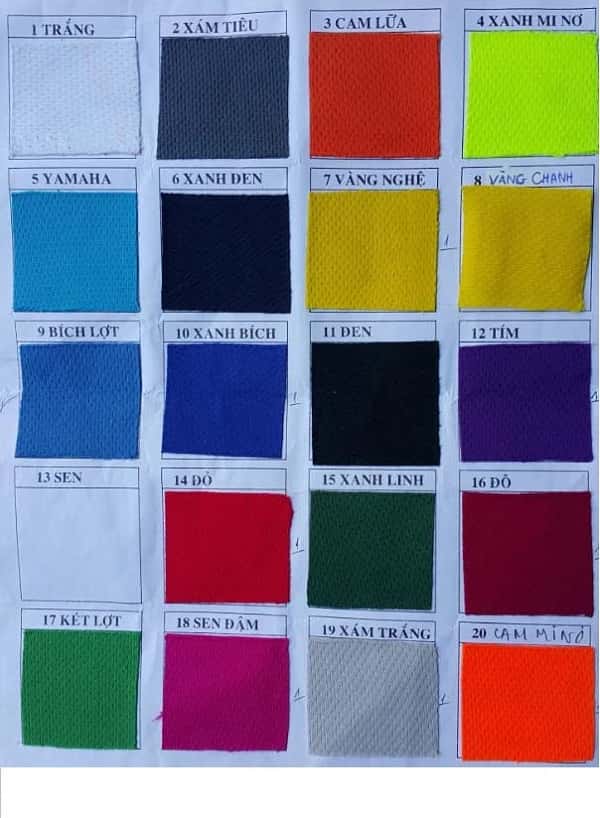 bảng màu vải phù hợp với màu sắc, logo họa tiết