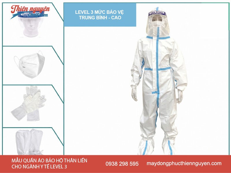 Mẫu trang phục bảo hộ y tế liền thân level 3