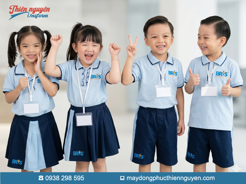 mẫu đồng phục mầm non blue ridge màu xanh