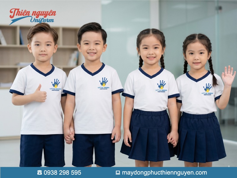 Đồng phục cho trẻ mầm non Trường Little Hands Montessori cùng bé tự do khám phá thế giới