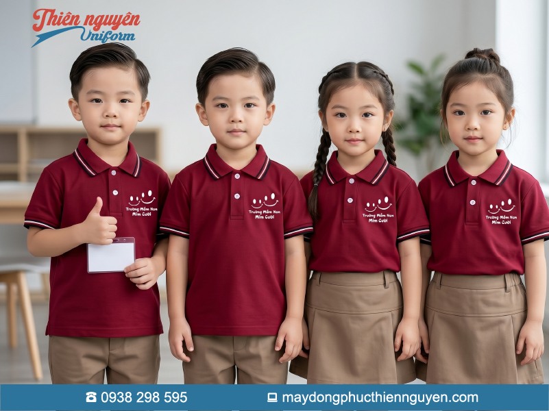 Mãu đồng phục cho bé mầm non của Trường mầm non Mỉm Cười